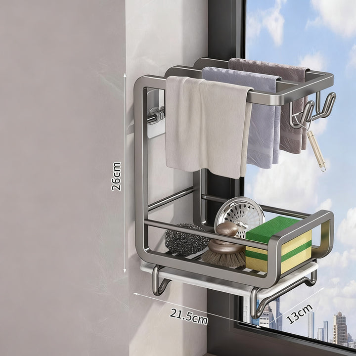 Aluminum dishcloth rack, wall-mounted or standing