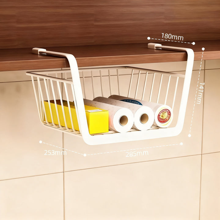 Retractable hanging basket for kitchen cabinets