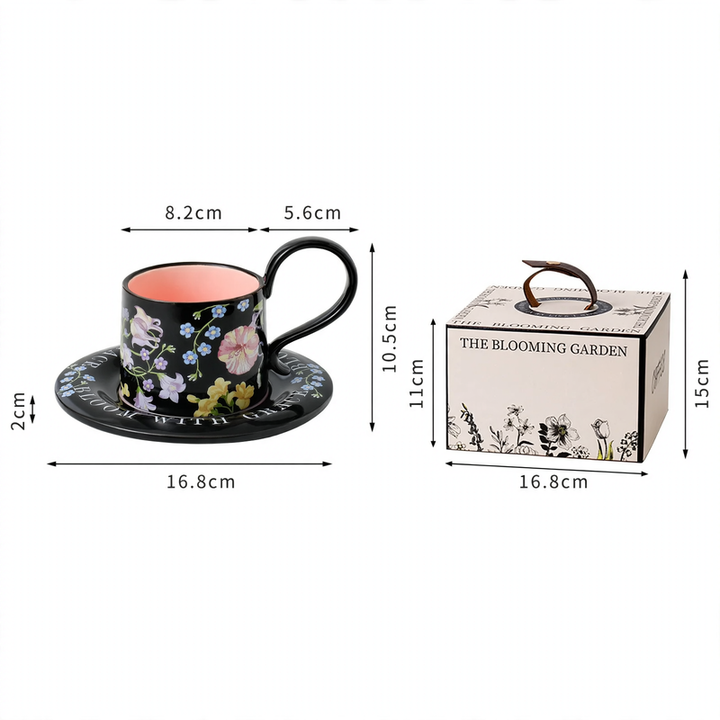 Ceramic coffee mug with floral pattern, 260 ml