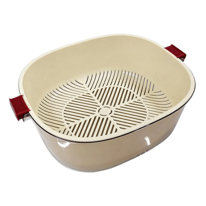Double-layer vegetable sieve made of PET plastic
