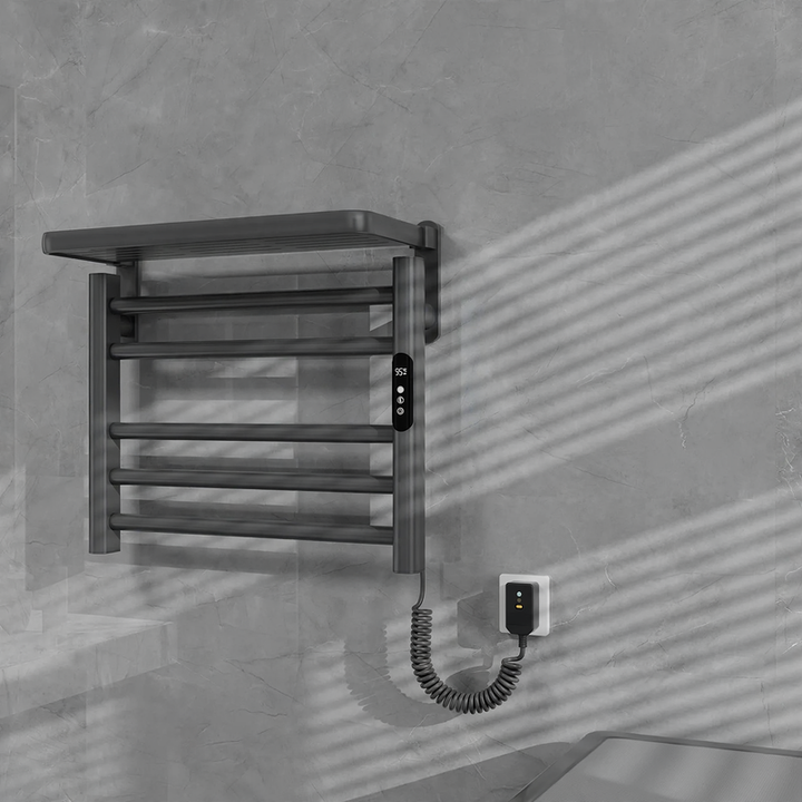 Towel radiator with towel holder, steel construction
