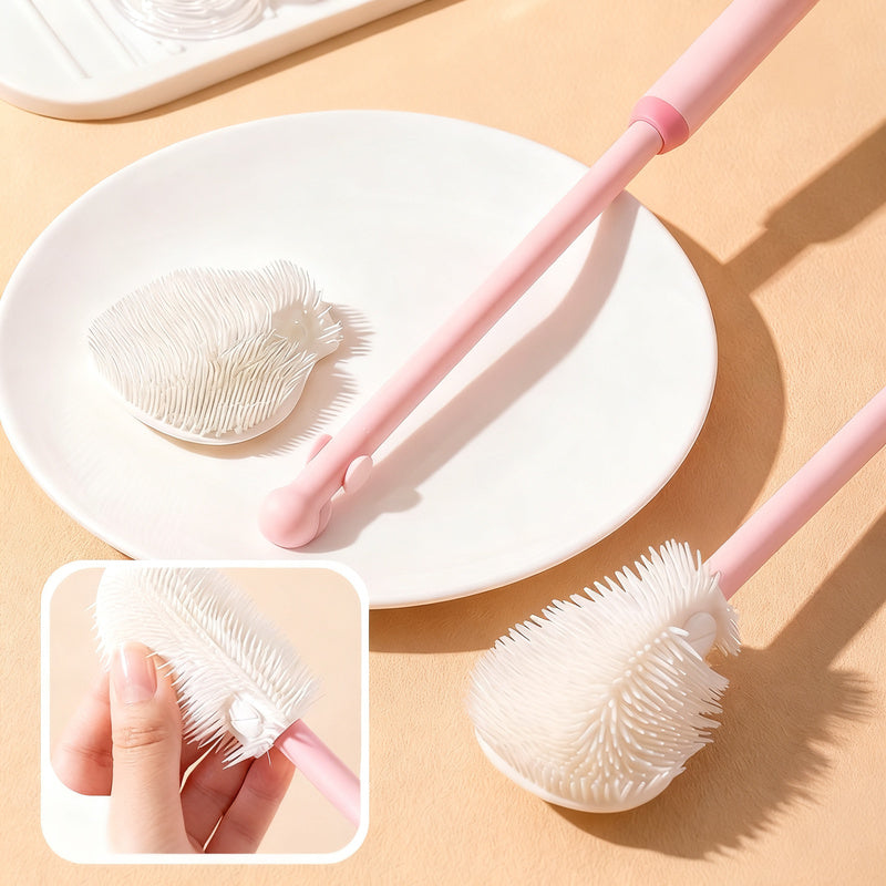 Silicone cleaning brush for baby bottles and teats