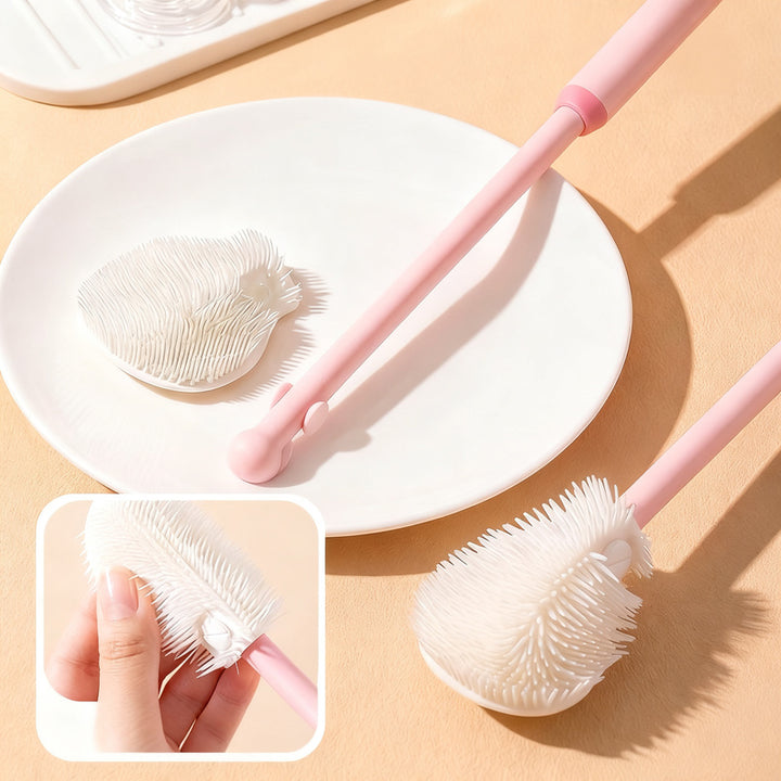 Silicone cleaning brush for baby bottles and teats