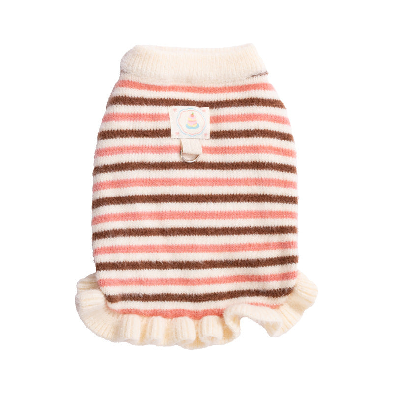 Striped sweater for small dogs and cats