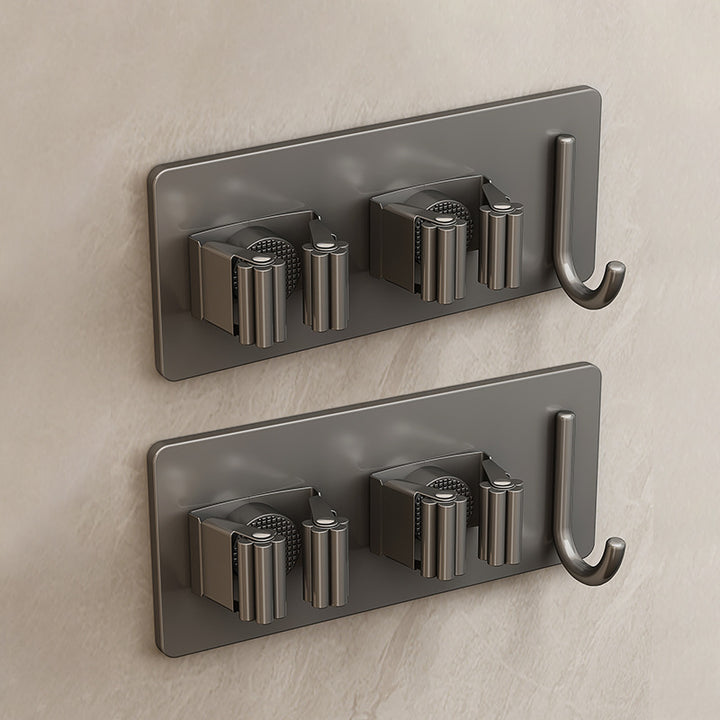 Stainless steel holder for mop and broom