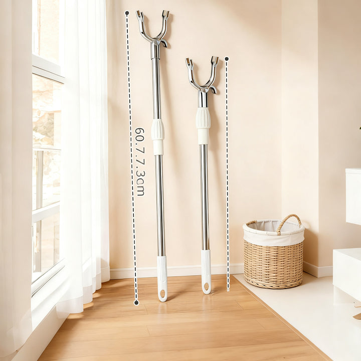 Telescopic clothes rail made of stainless steel