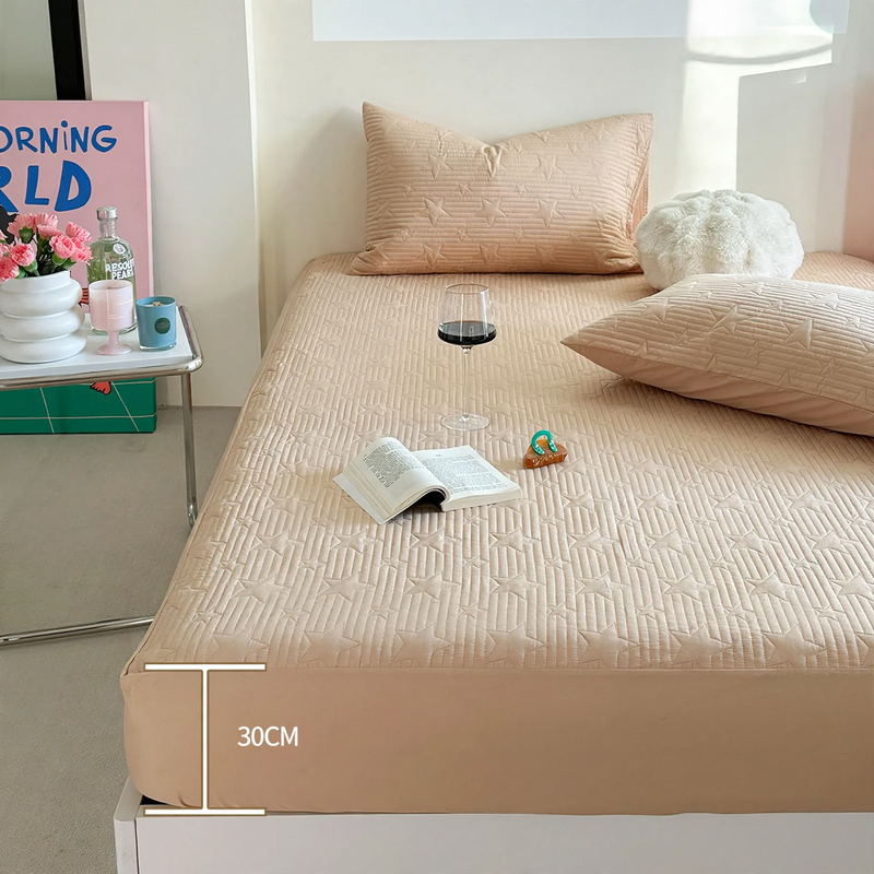 Cotton fitted sheet with quilting, 100% cotton
