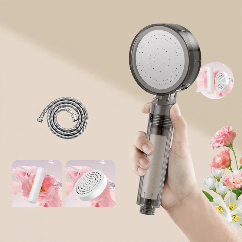 Shower head with filtration system and rain function