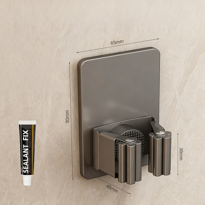 Stainless steel holder for mop and broom