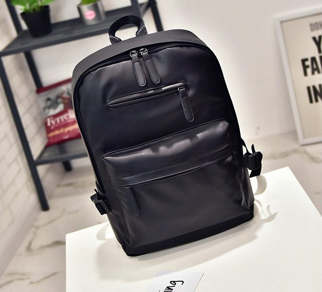 Men's backpack, PU leather, compact, for laptops up to 14 inches