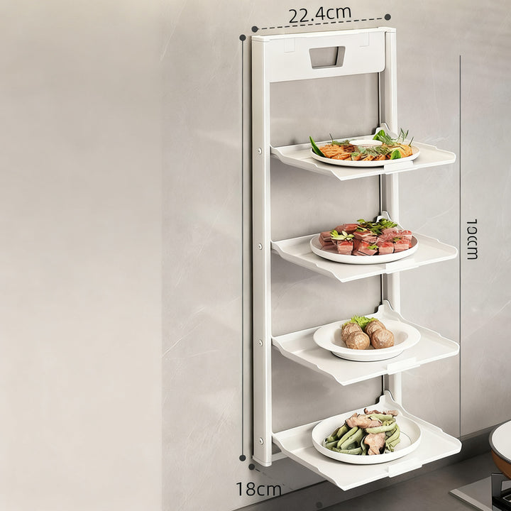 Foldable wall shelf for food preparation, aluminum