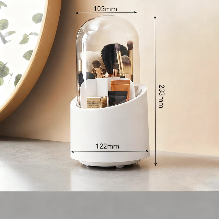 Rotatable cosmetic organizer with lid