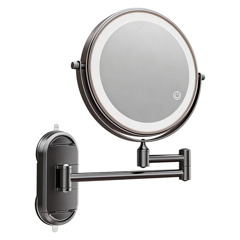 Cosmetic mirror with LED light and suction cup