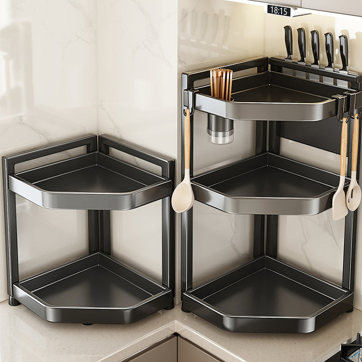 Corner shelf for kitchen, spice rack, carbon steel