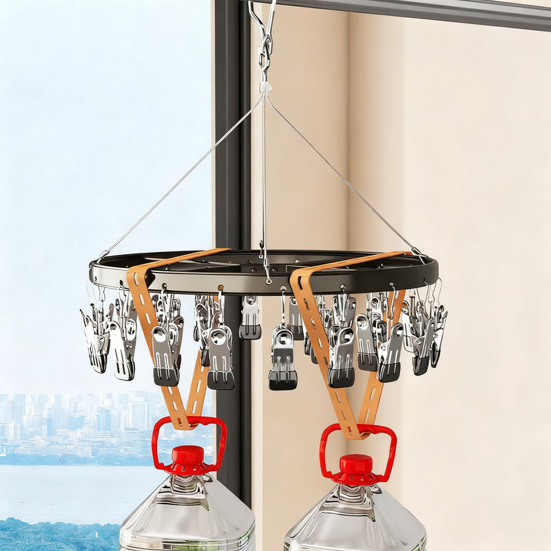 Aluminum drying rack with multiple clips