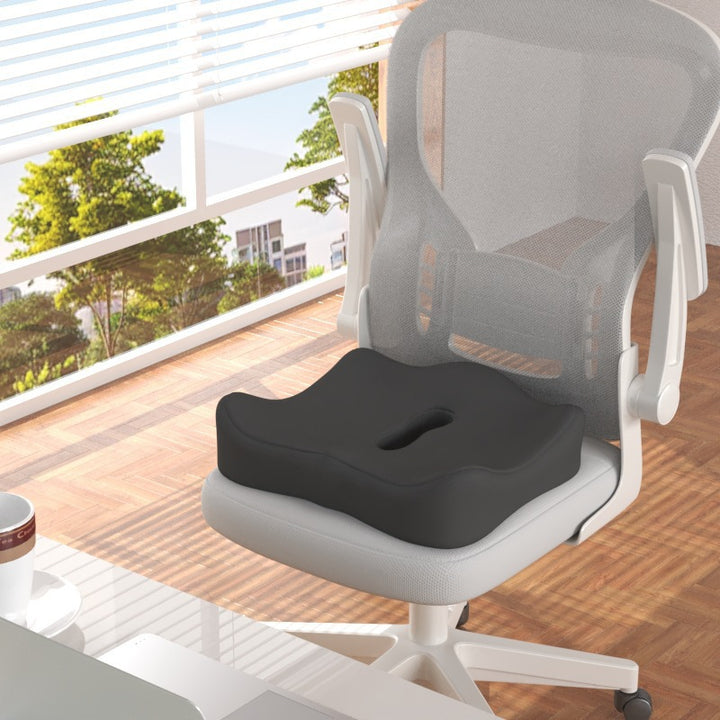 Seat cushion with back support made of memory foam
