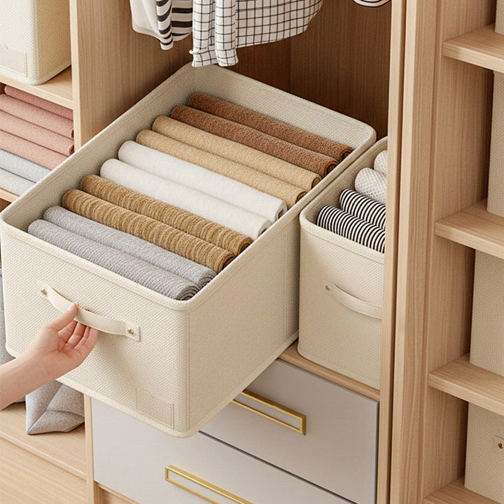 Fabric storage box for clothes, foldable