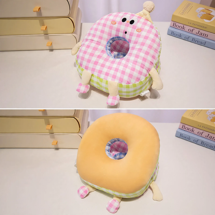 Round nap pillow made of bubble fabric
