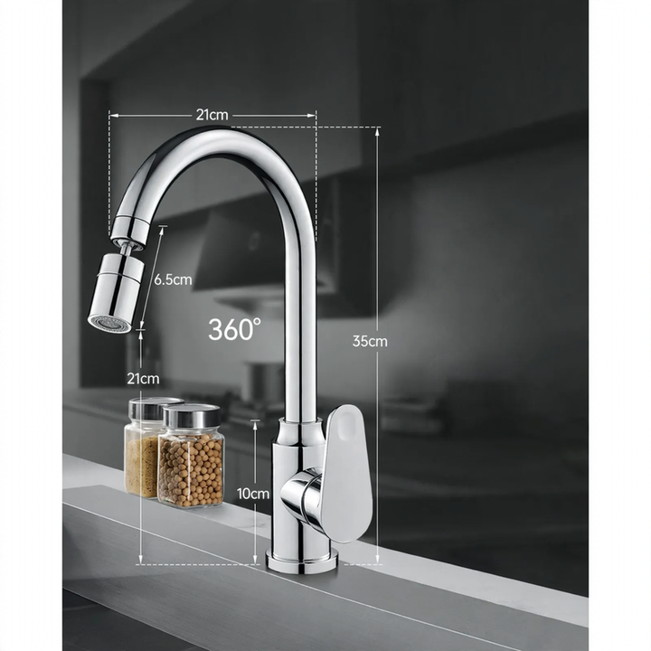 Stainless steel kitchen faucet, swivel, cold and hot water