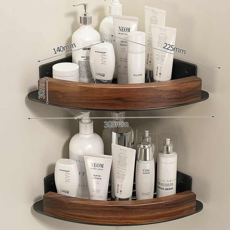 Corner shelf for bathroom, triangular, black