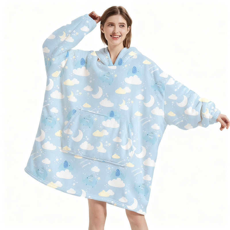 Wearable blanket with hood, Sherpa fleece