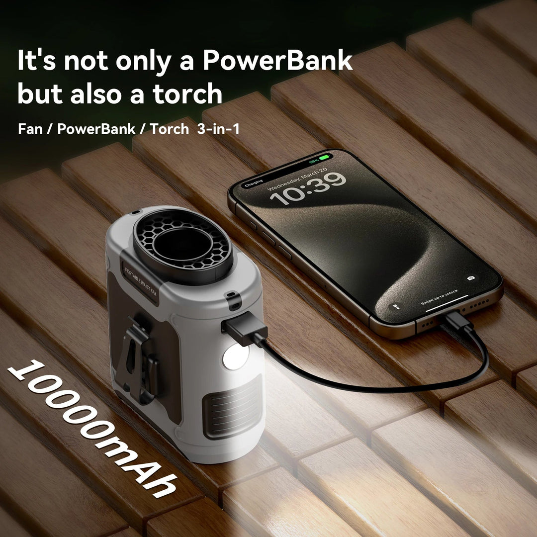 10000mAh Outdoor Portable Waist Fan | Stornfield