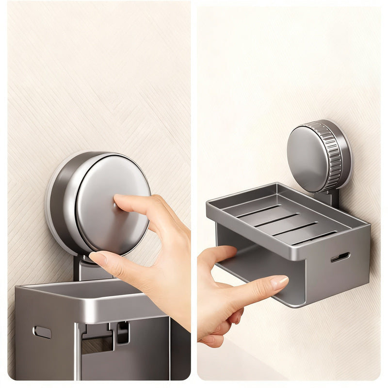 Soap dish with suction cup, wall mountable