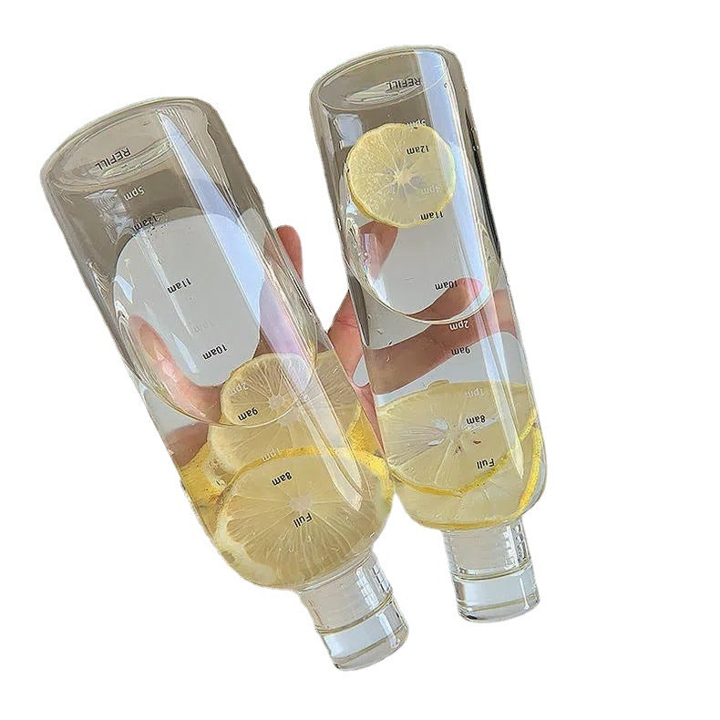 Borosilicate glass bottle for filling, transparent