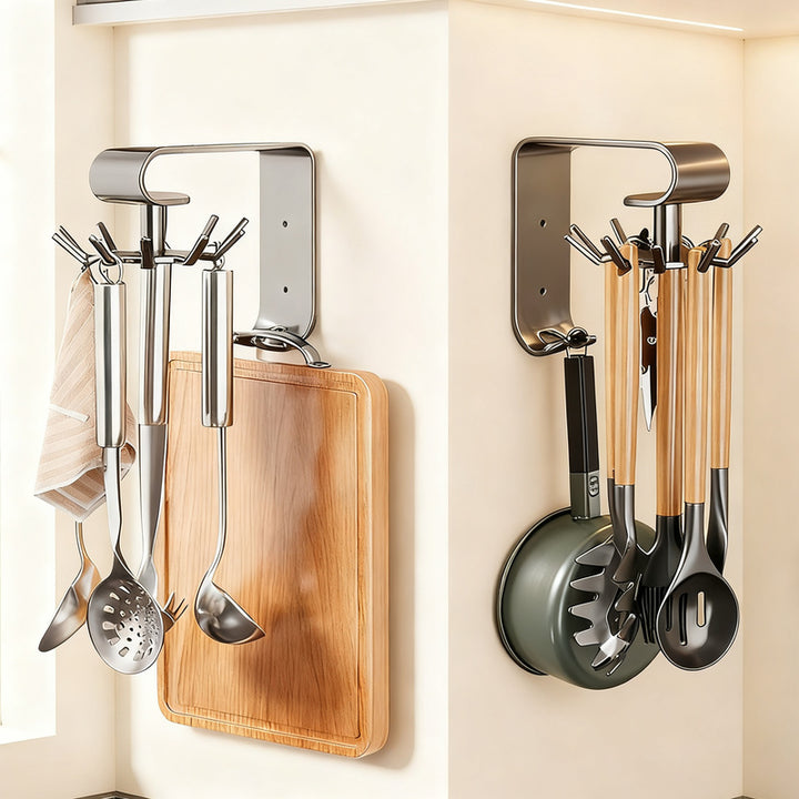 Rotatable kitchen wall hook with 10 hooks