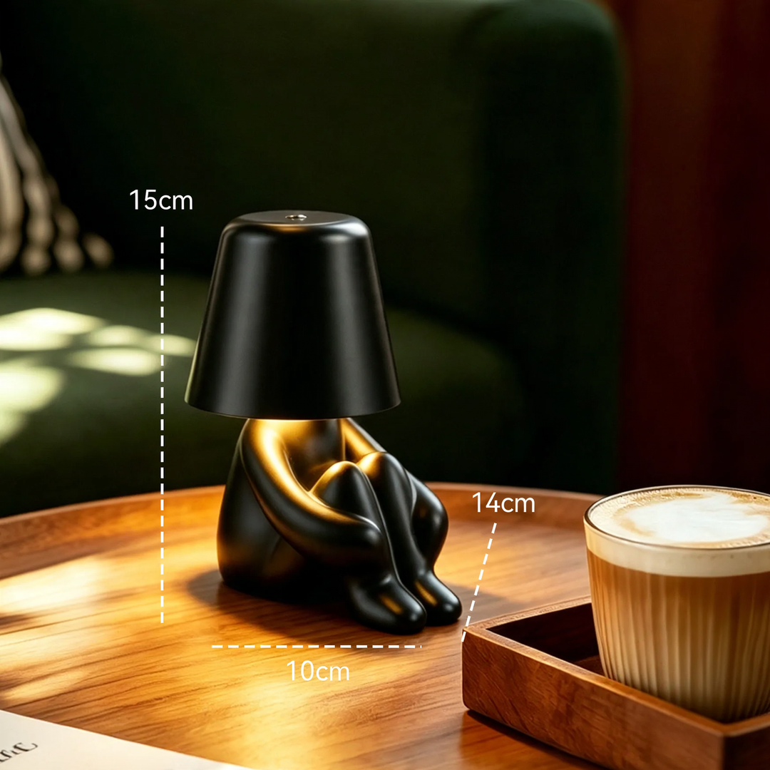Thinker-figures-wine glass-table lamp