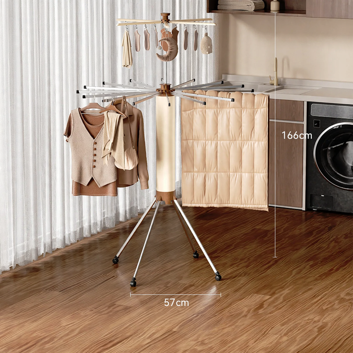 Sturdy clothes rack, foldable, wood look