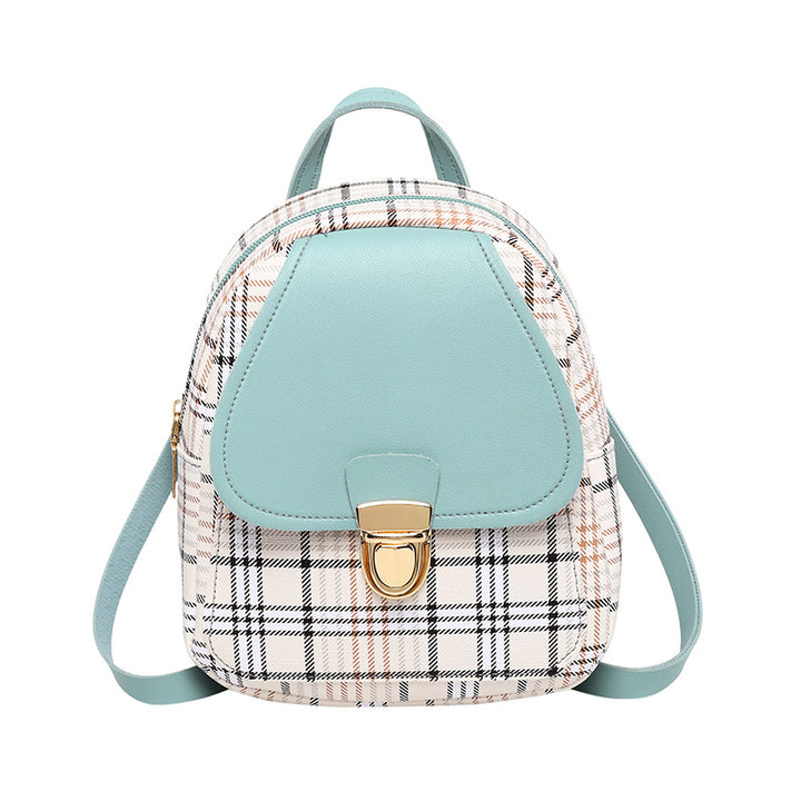 PU backpack with grid pattern, waterproof