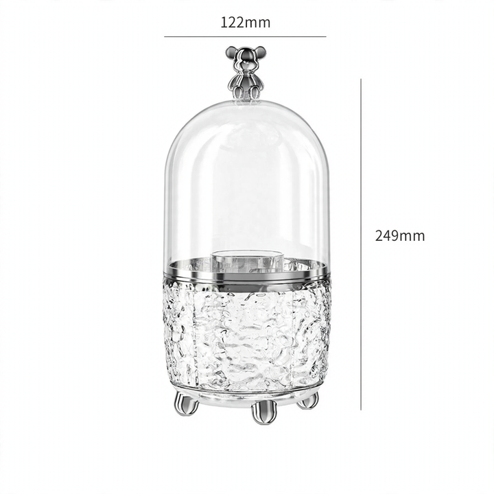Rotatable cosmetic organizer with dust protection, 8 L