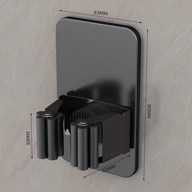 Stainless steel wall holder for brooms and mops