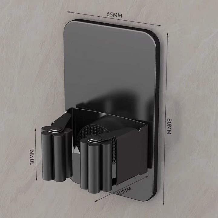Stainless steel wall holder for brooms and mops