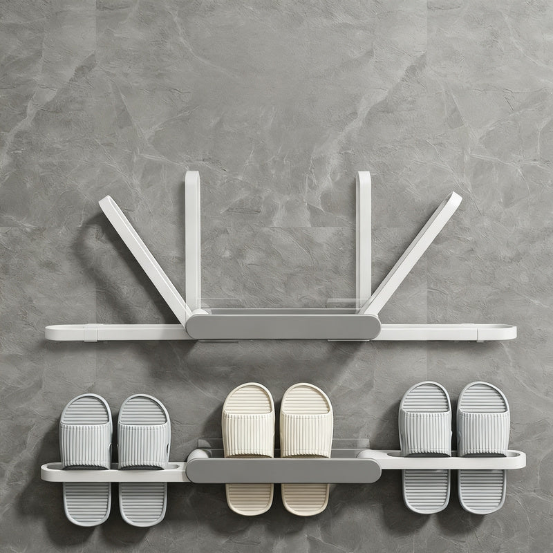 Foldable bathroom shoe rack without drilling
