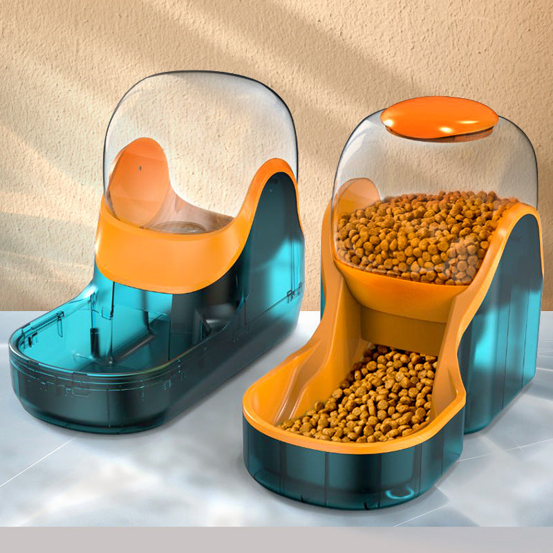 Plastic pet feeding set with water bowl and food bowl
