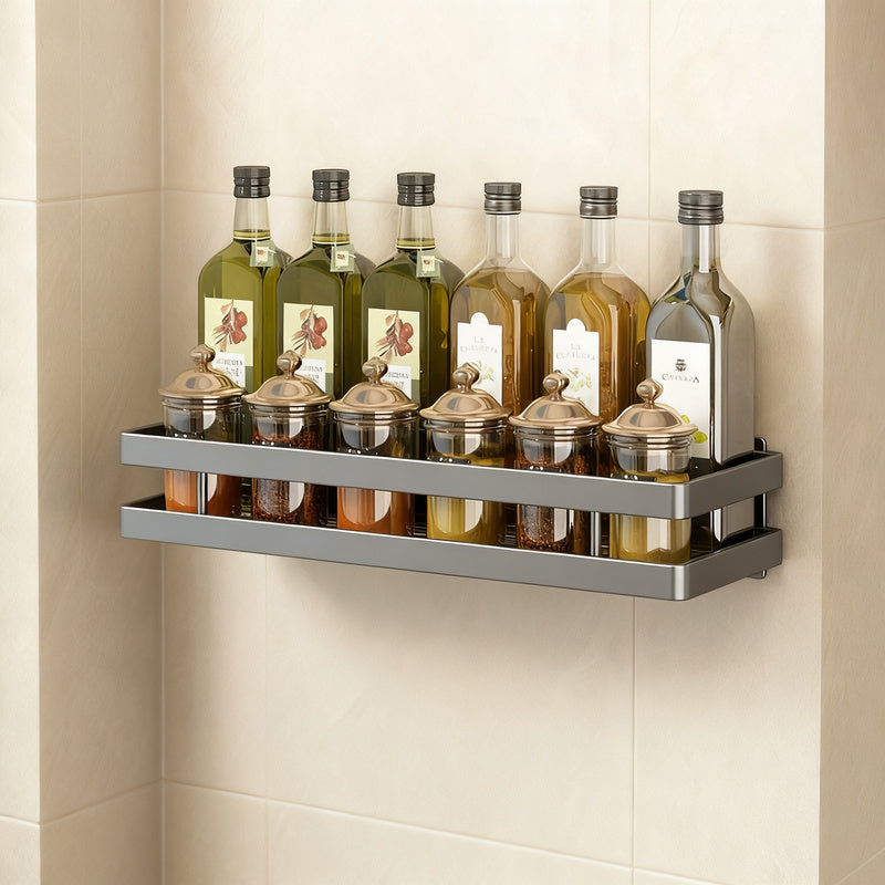 Wall-mounted kitchen shelf made of aluminum