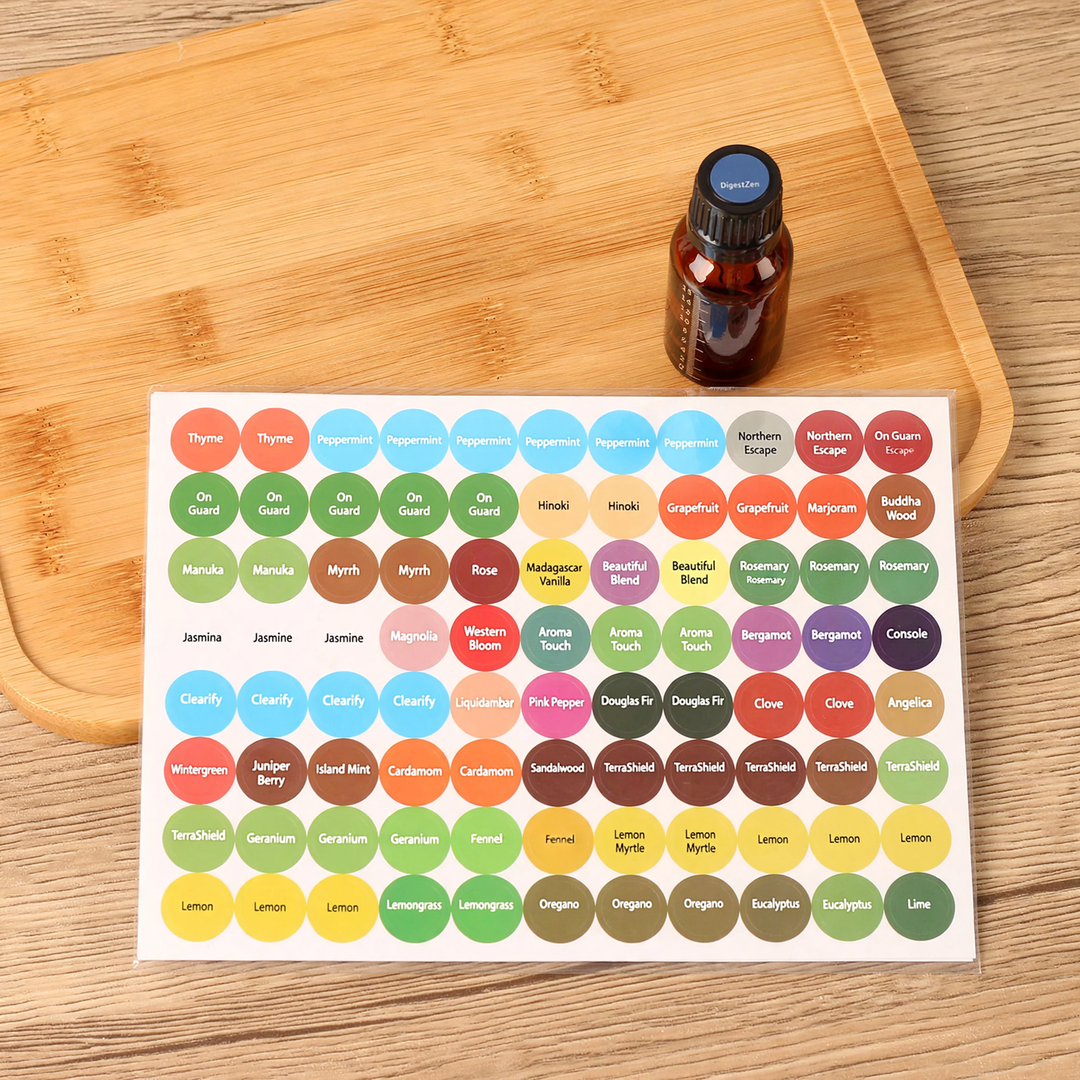 Round labels for bottles, self-adhesive