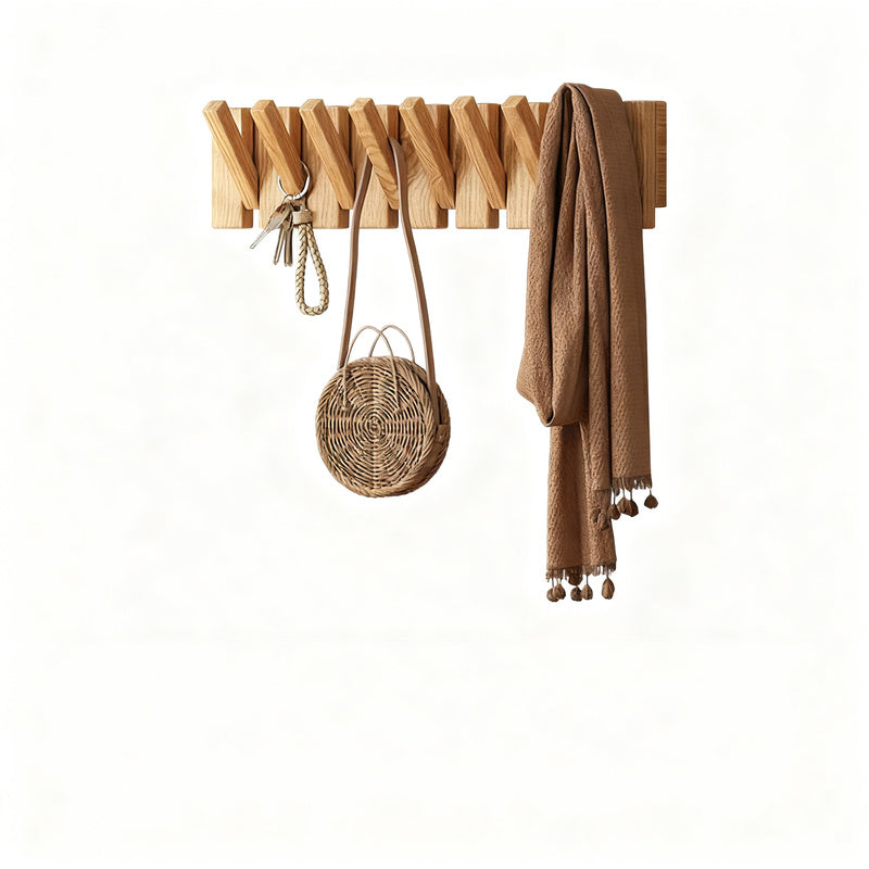 Wall coat rack made of rubber wood