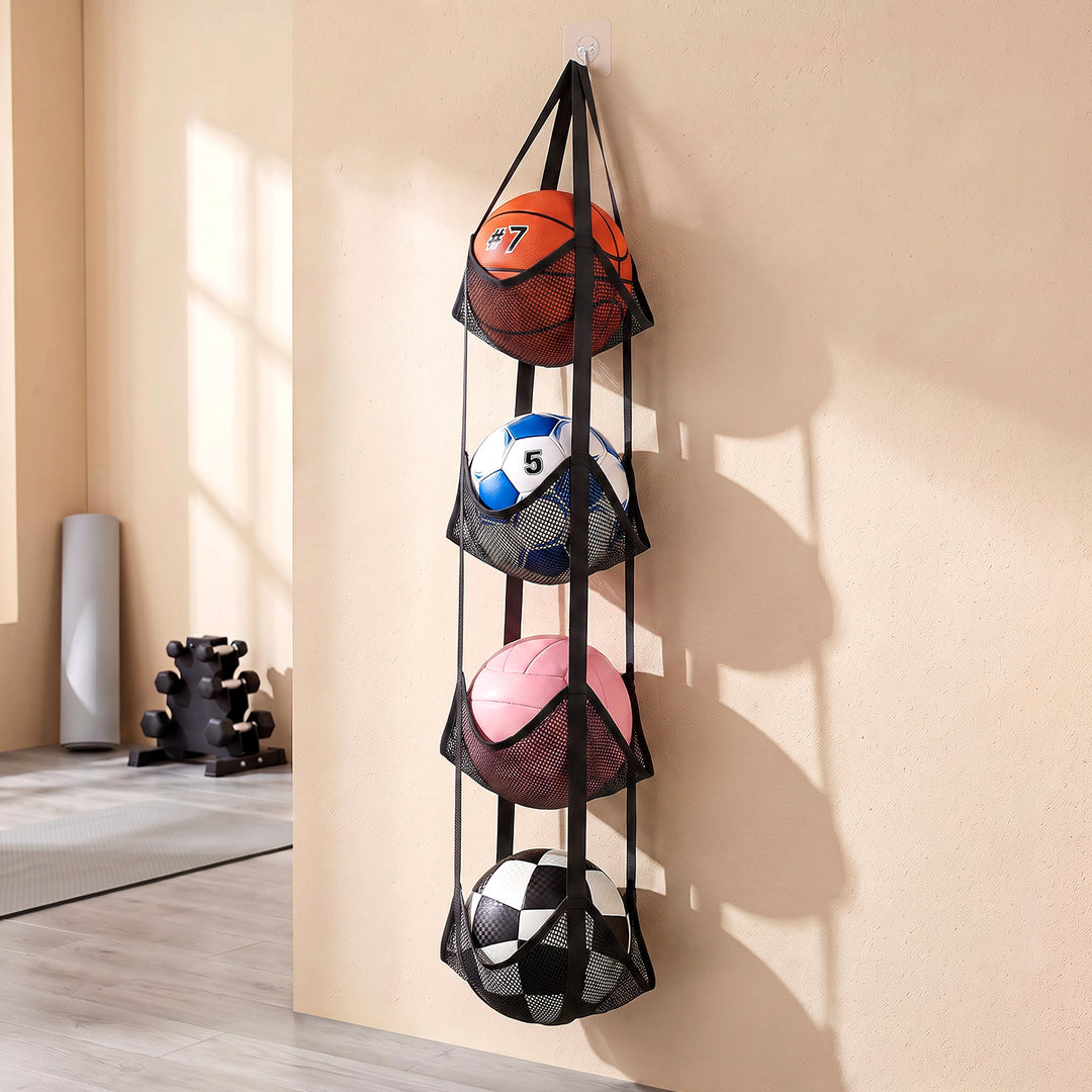 Wall-mounted storage bag for balls and toys