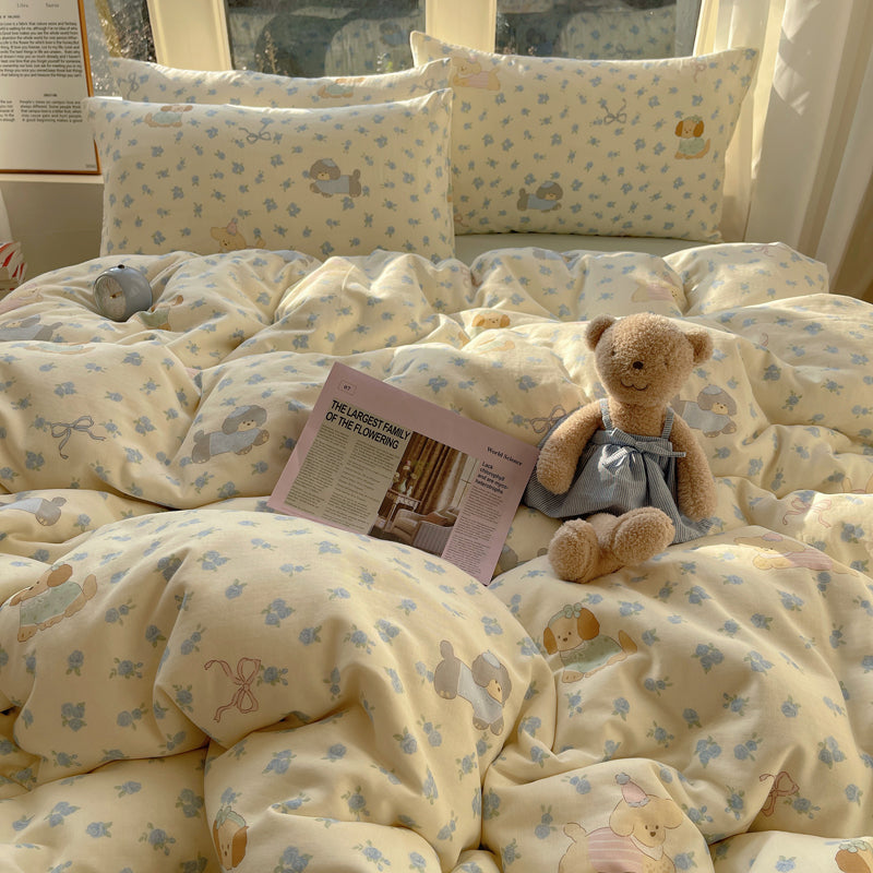 Cotton bedding set with double gauze, 4-piece