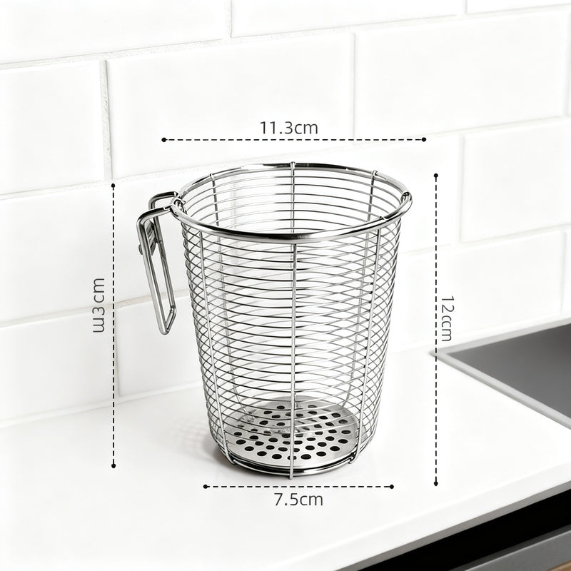 Stainless steel chopstick holder with drainage, wall-mounted