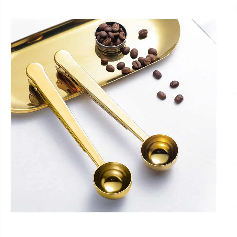 Stainless steel coffee spoon with locking tongs