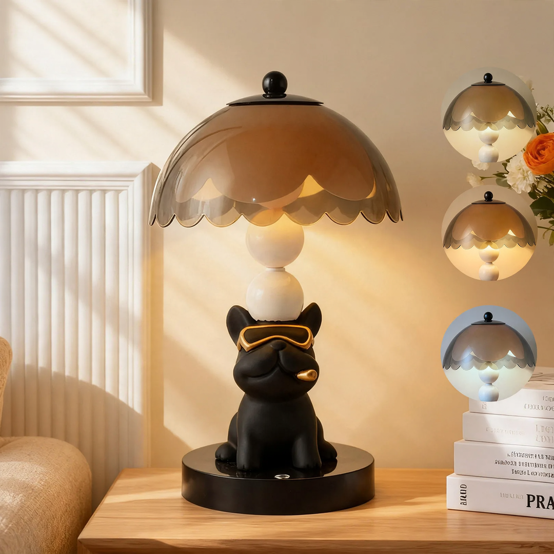Night light bulldog, black, ABS plastic