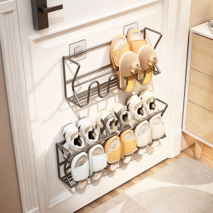 Wall-mounted shoe shelf without drilling