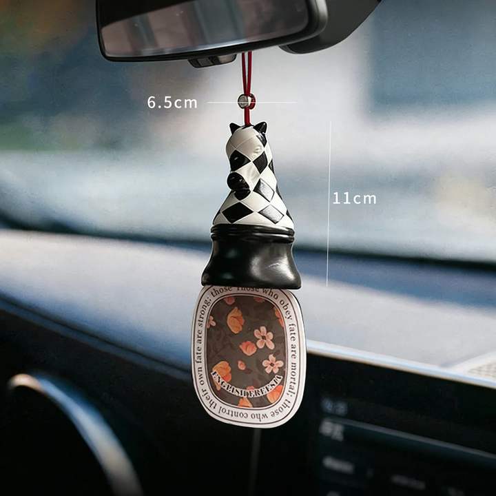 Fragrance hanger for rearview mirror, checkerboard design