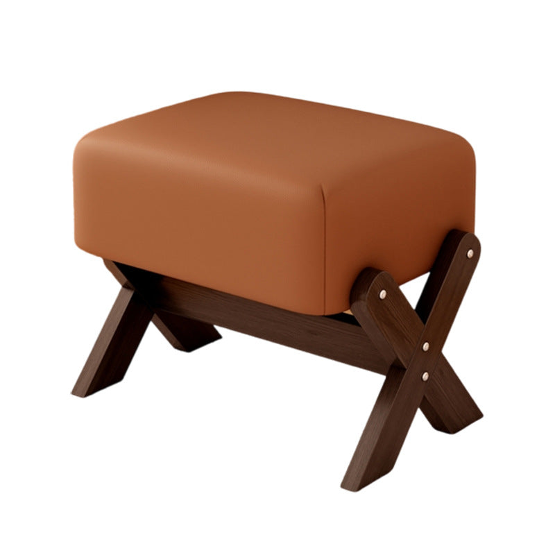 Children's footstool made of rubber wood, square