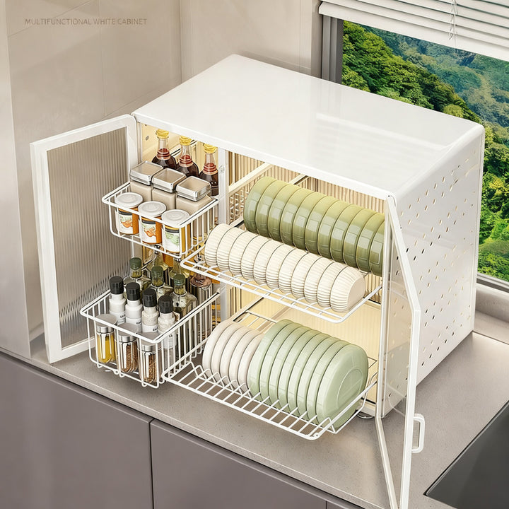 Dish drying rack with accessories, table model