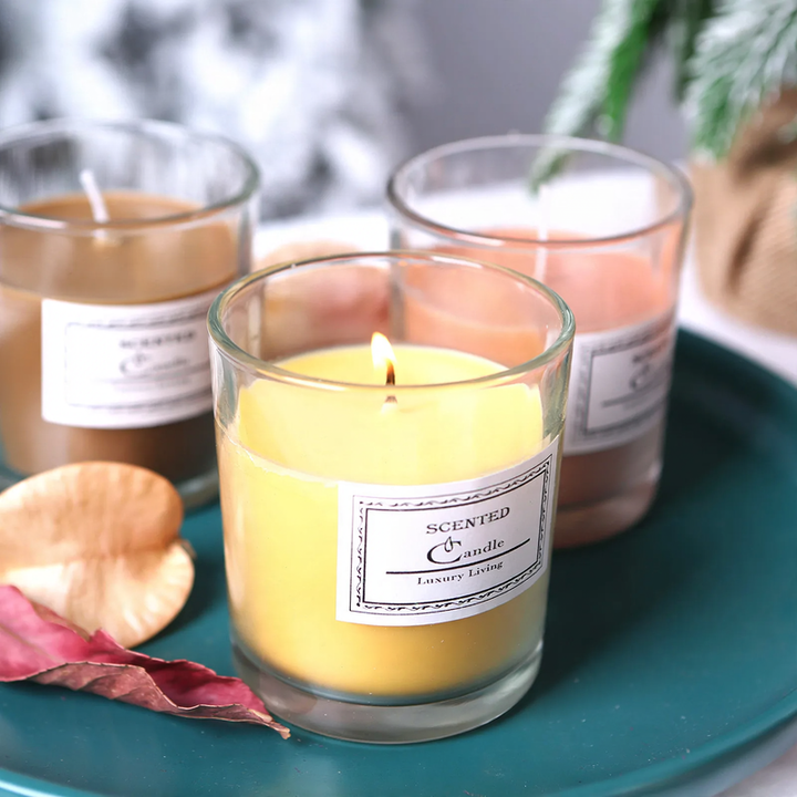 Scented candle from soy wax, cylinder